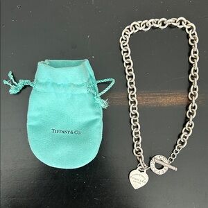 Tiffany & Co. Silver Chain Necklace with Heart Tag